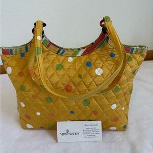 Vera Bradley Yellow Polka Dot Quilted Tote Bag